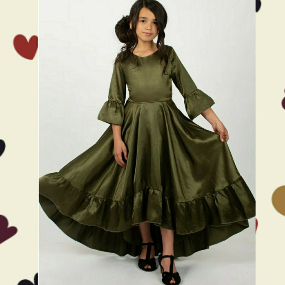 Girls Joyfolie Mayra Dress in Olive Size 12